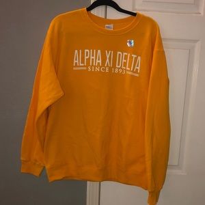 Yellow Alpha Xi Delta crewneck